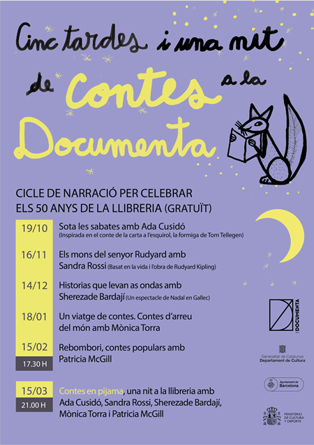 Cinc tardes i una nit de contes a la Documenta. Cicle de narració per celebrar els 50 anys de la llibreria. | 