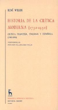 HISTORIA CRITICA MODERNA 1 (1750-1950) | 9788424900335 | WELLEK RENÉ