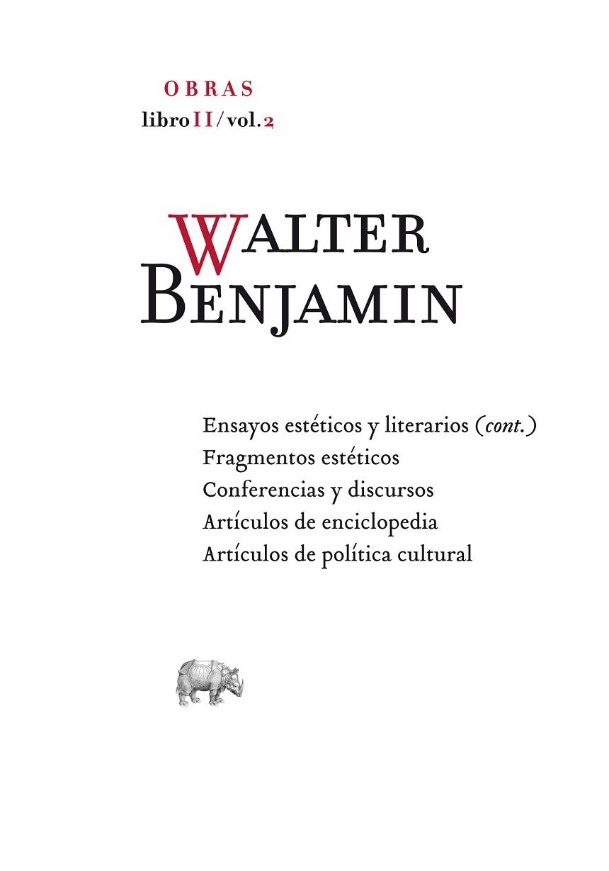 O.C. LIBRO II VOL II | 9788496775497 | WALTER BENJAMIN