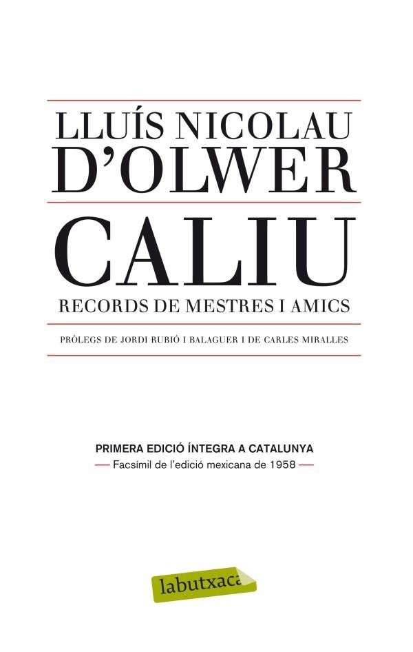 CALIU | 9788499305066 | D'OLWER