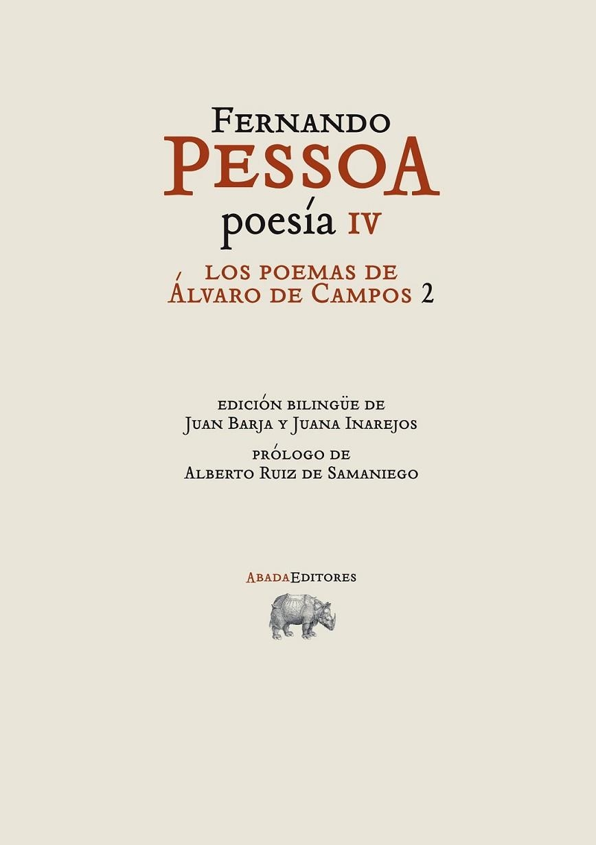 LOS POEMAS DE ALVARO DE CAMPOS | 9788415289609 | PESSOA