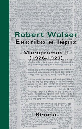 ESCRITOS A LAPIZ II | 9788498410044 | WALSER, ROBERT