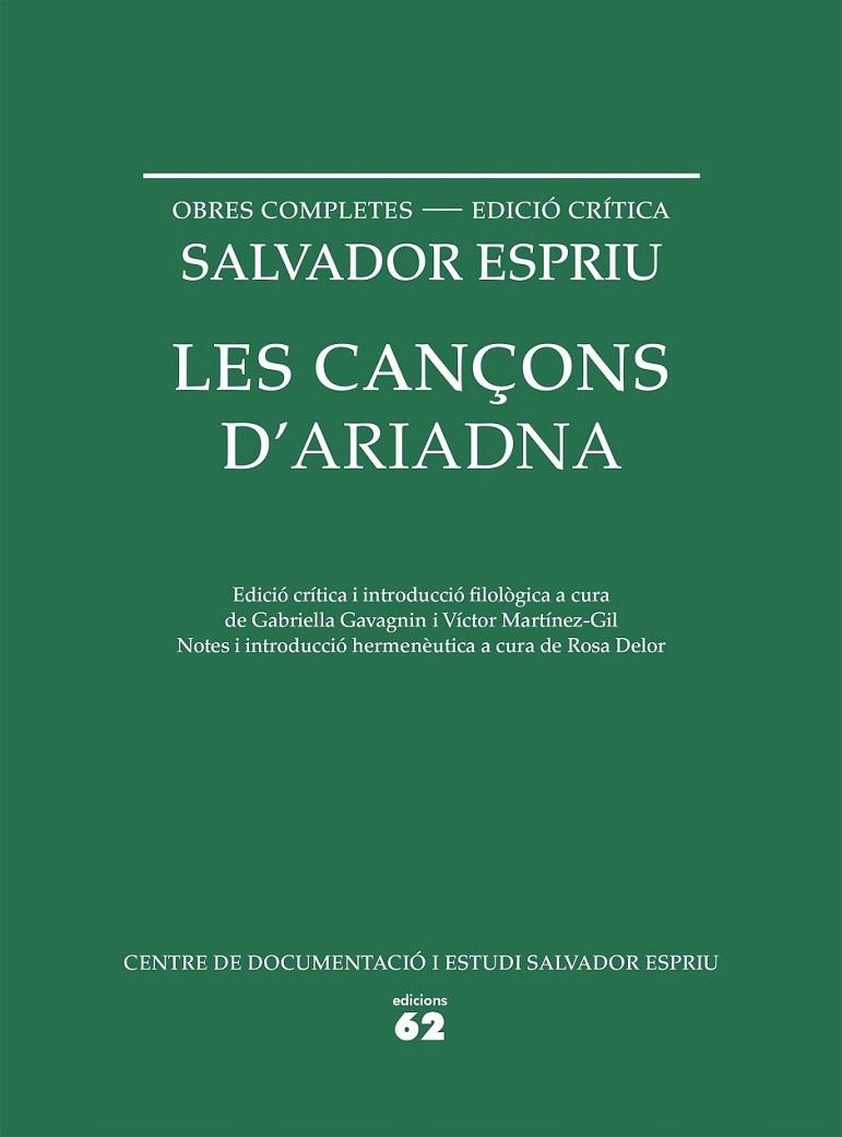 CANÇONS D'ARIADNA. LES  edició crítica | 9788429773330 | ESPRIU, SALVADOR