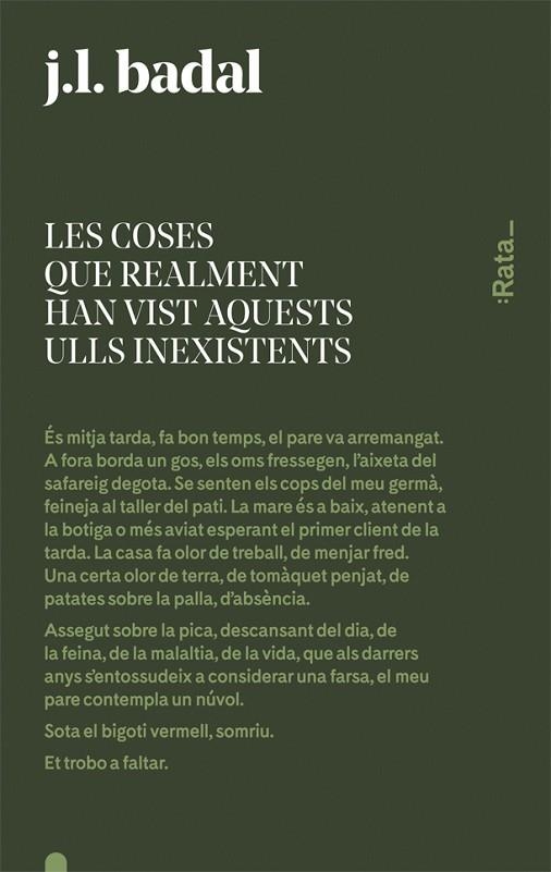 LES COSES QUE REALMENT HAN VIST AQUESTS ULLS INEXISTENTS | 9788416738144 | BADAL, JOSEP LLUíS