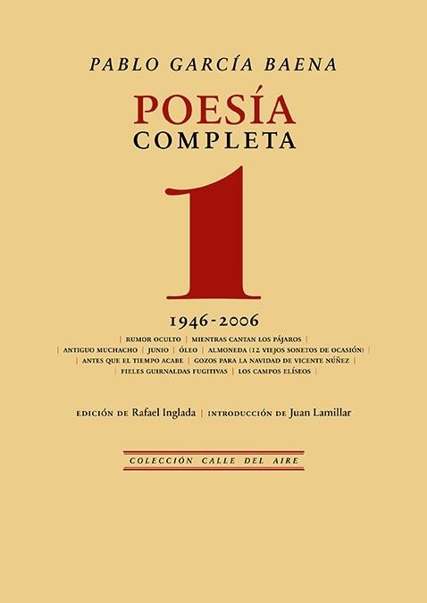 POESÍA COMPLETA, 1 | 9788418387869 | GARCÍA BAENA, PABLO