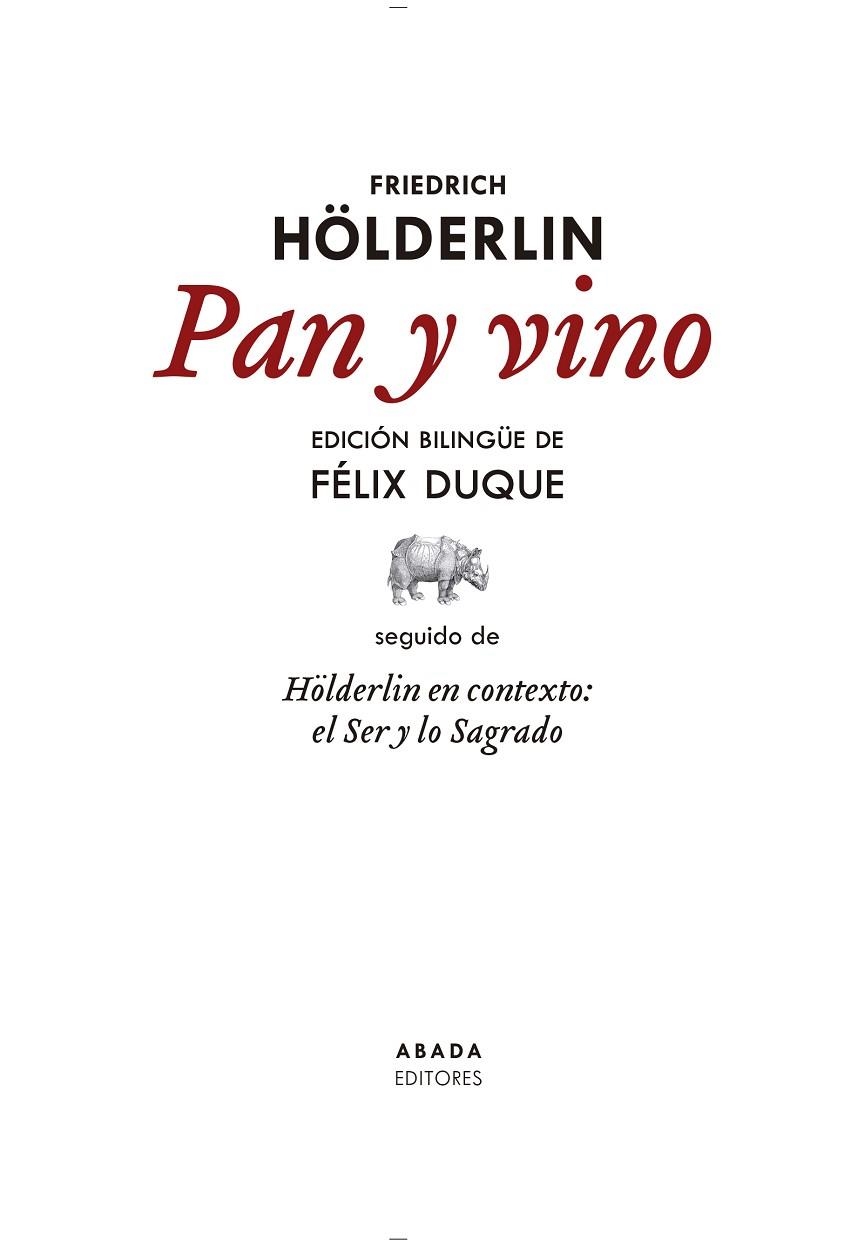 PAN Y VINO | 9788419008114 | HÖLDERLIN, FRIEDRICH