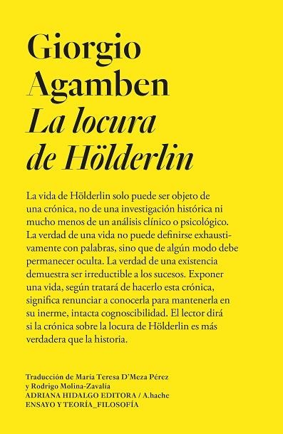 LA LOCURA DE HÖLDERLIN | 9788419208149 | AGAMBEN, GIORGIO